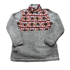Southern Tide Sherpa Fleece Sweater Womens Aztec Turtle Quarter Zip Boho Indie S